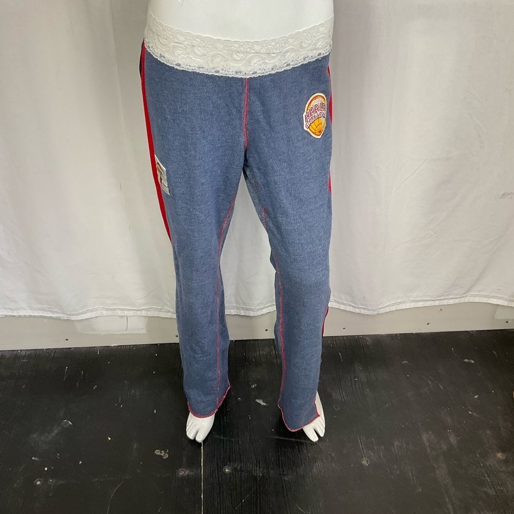 Harlem Globetrotters Blue Red Lace Waist Jersey Pants Joggers Size M - Picture 3 of 10